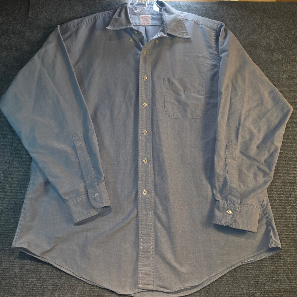 Brook Brothers 17 35 Blue Oxford Shirt Traditional Fit Supima Cotton Made in USA